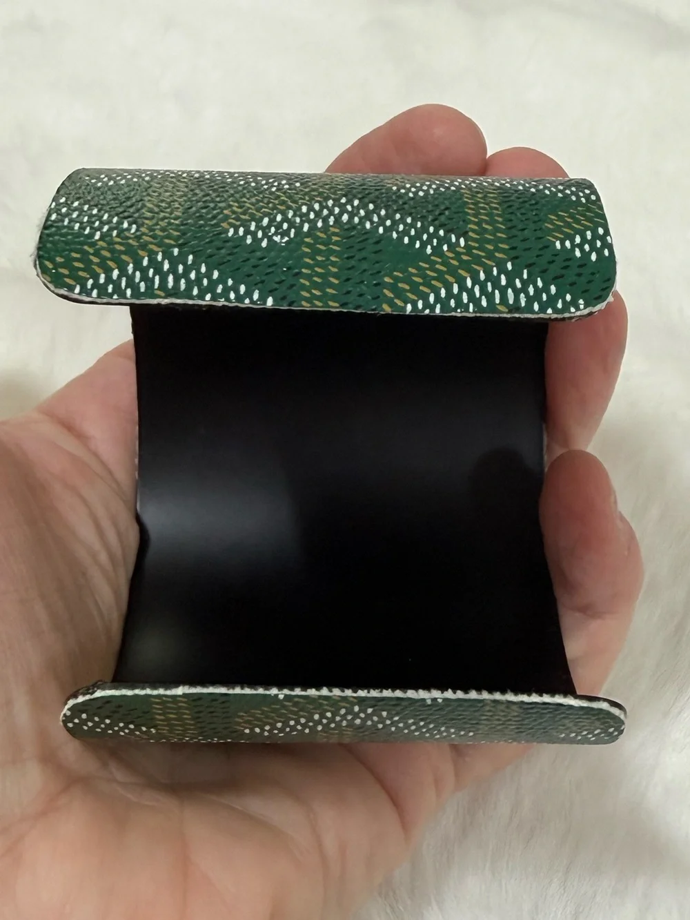 Goyard upcycled Green Printed coated Canvas Cuff bracelet brand new